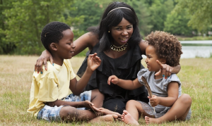 Professional mother with children